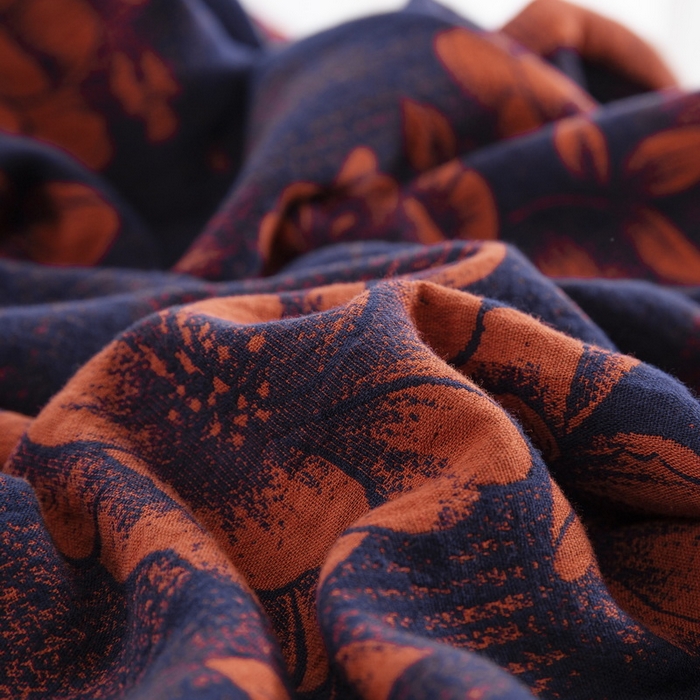 91家纺网 家纺一手货源 找家纺 2025新款全棉色织双层纱纽扣款四件套 云纱-深兰