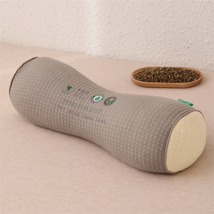 91家纺网 家纺一手货源 找家纺 芯洲 2025新款针织棉荞麦颈椎牵引枕枕头枕芯 针织圆形颈椎枕-咖42*12cm/只（加艾草混合）