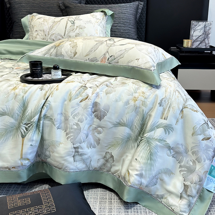 91家纺网 家纺一手货源 找家纺 若未家居 LOVEWE HOUSE 2025新款兰精天丝印花夏被及夏被四件套 清爽一夏（床单款+床盖款）