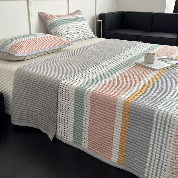 91家纺网 家纺一手货源 找家纺 美优兰 2025春夏新款双面天丝高温砂洗床盖 卡农