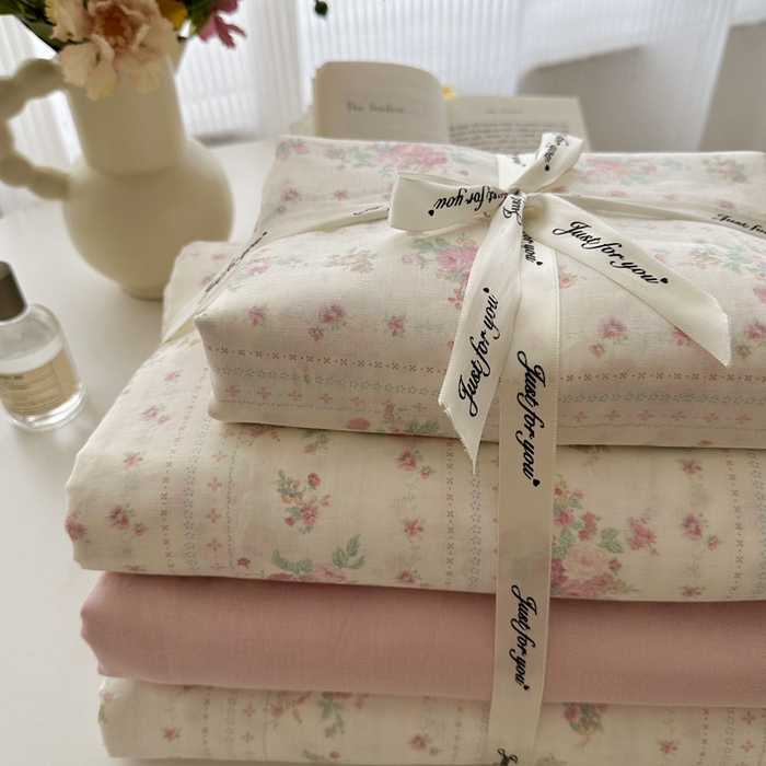 91家纺网 家纺一手货源 找家纺 优品阁  2025新款A类全棉有氧双层纱四件套 蔷薇