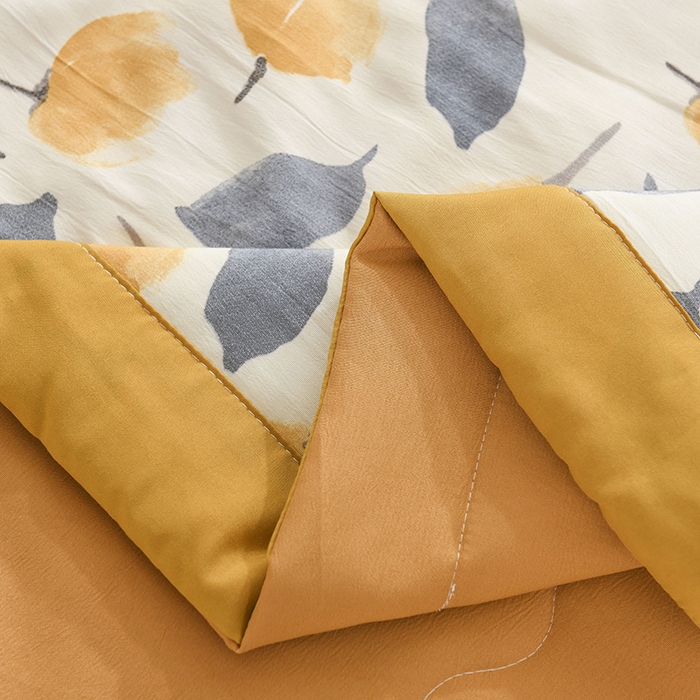 91家纺网 家纺一手货源 找家纺 红日子纺织品 2025新款棉麻夏被四件套 漫花-黄