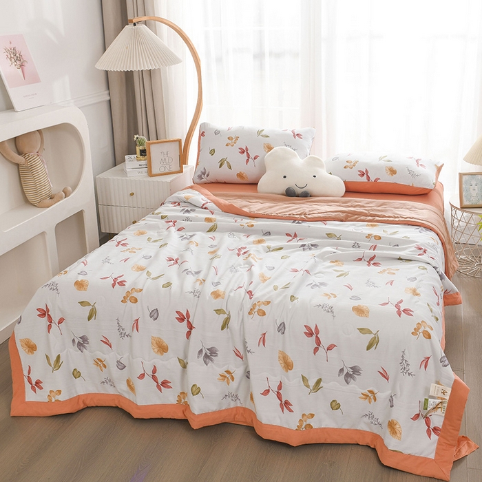 91家纺网 家纺一手货源 找家纺 红日子纺织品 2025新款棉麻夏被四件套 金风玉露