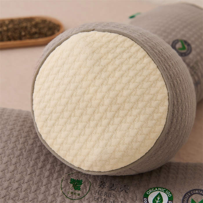 91家纺网 家纺一手货源 找家纺 芯洲 2025新款针织棉荞麦颈椎牵引枕枕头枕芯 针织圆形颈椎枕-咖42*12cm/只（加艾草混合）