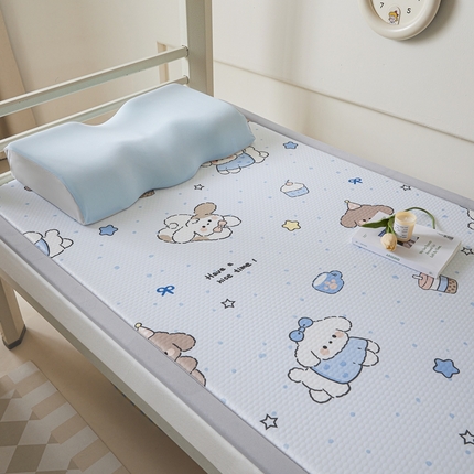 91家纺网 家纺一手货源 找家纺 川悦生活 2025新款数码印花冰豆豆凉席床垫-学生床 夏天小狗