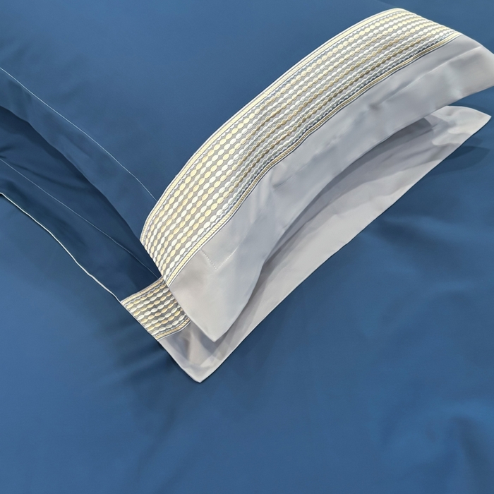 91家纺网 家纺一手货源 找家纺 皇寝世家家居 2025新款100支长绒棉磨毛四件套纯棉全棉冬保暖床单加厚床上被套-欧文系列 蓝灰