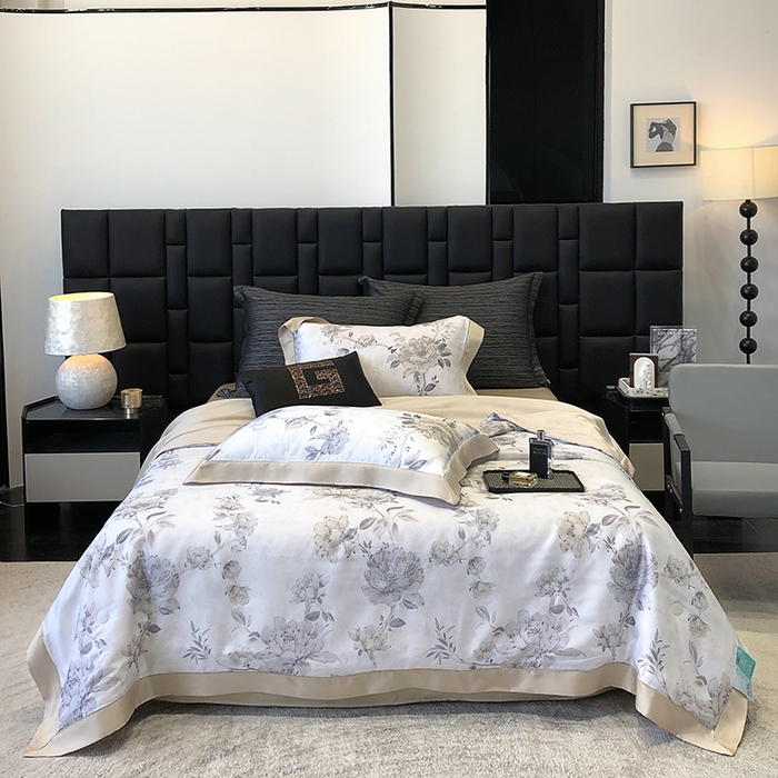 91家纺网 家纺一手货源 找家纺 若未家居 LOVEWE HOUSE 2025新款兰精天丝印花夏被及夏被四件套 芍药连枝（床单款+床盖款）