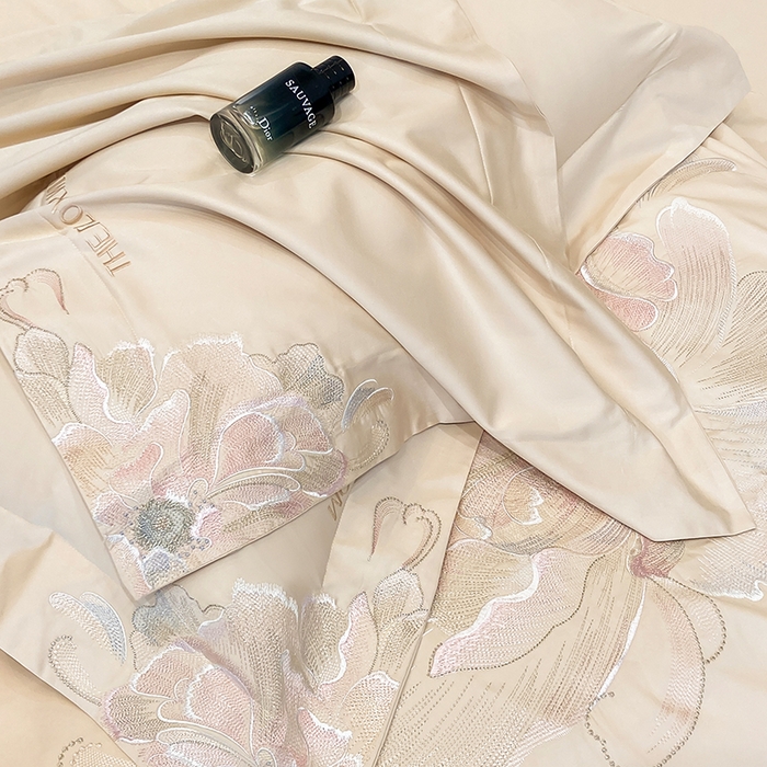 91家纺网 家纺一手货源 找家纺 星蕴家纺 2025新款100支澳棉正宗长绒棉四件套-绽放 绽放 麦穗金