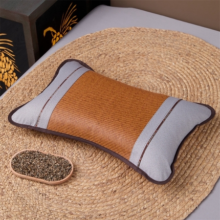 91家纺网 家纺一手货源 找家纺 织布人2025新款荞麦枕夏季凉感冰藤枕头竹面硬枕茶叶茉莉花夏凉枕头  夏凉印尼藤-咖色【35*55茶香枕】 