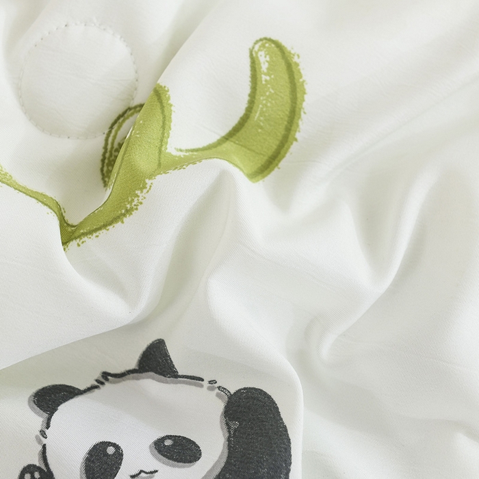 91家纺网 家纺一手货源 找家纺 红日子纺织品 2025新款棉麻夏被四件套 快乐熊猫