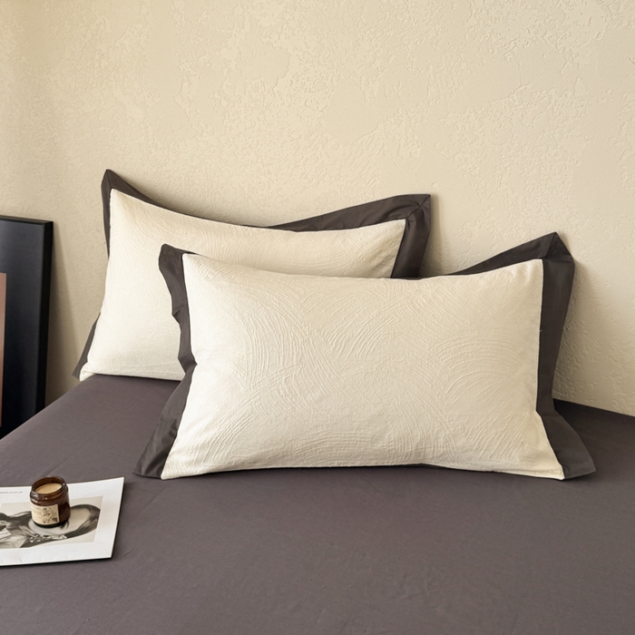 91家纺网 家纺一手货源 找家纺 若未家居 LOVEWE HOUSE 2025新款50S色织空气层水洗大提花全棉四件套 流光-云氧白