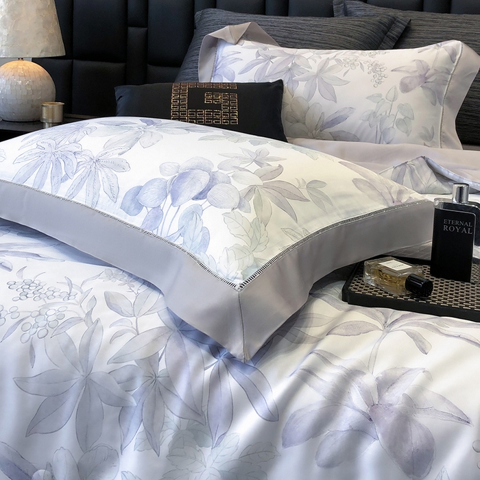 91家纺网 家纺一手货源 找家纺 若未家居 LOVEWE HOUSE 2025新款兰精天丝印花夏被及夏被四件套 落叶派对（床单款+床盖款）