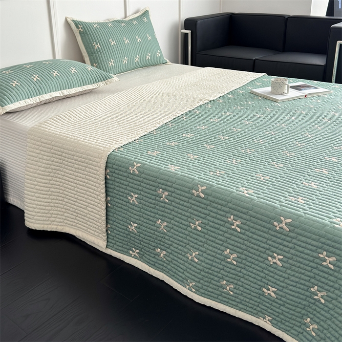 91家纺网 家纺一手货源 找家纺 美优兰 2025春夏新款双面天丝高温砂洗床盖 机器狗