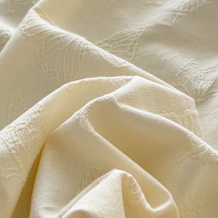 91家纺网 家纺一手货源 找家纺 若未家居 LOVEWE HOUSE 2025新款50S色织空气层水洗大提花全棉四件套 梦蝶-春日白