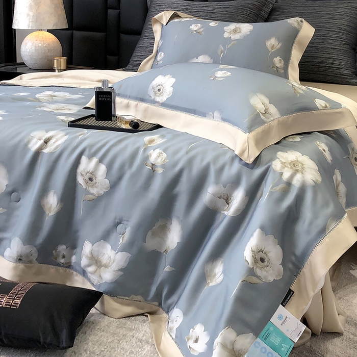 91家纺网 家纺一手货源 找家纺 若未家居 LOVEWE HOUSE 2025新款兰精天丝印花夏被及夏被四件套 蒲公英之恋（床单款+床盖款）