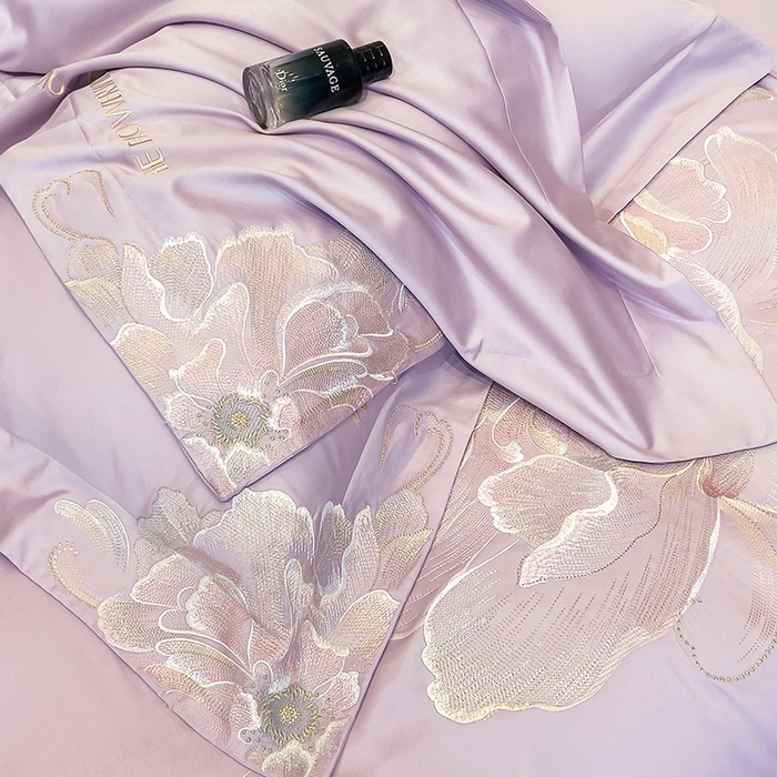 91家纺网 家纺一手货源 找家纺 星蕴家纺 2025新款100支澳棉正宗长绒棉四件套-绽放 绽放 优雅紫