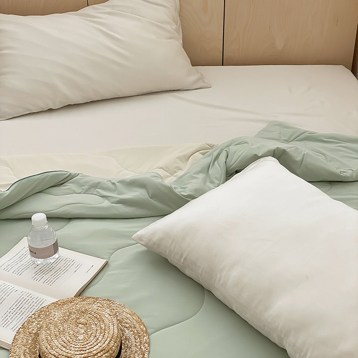 91家纺网 家纺一手货源 找家纺 时年家纺 2025新款升级版180克高定即刻凉感夏被 抹茶绿