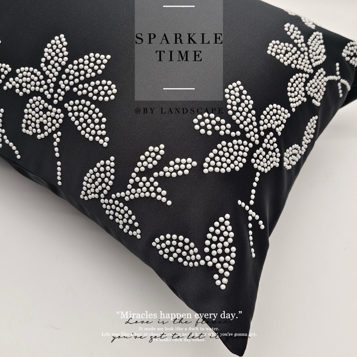 91家纺网 家纺一手货源 找家纺 新款禅丝高精密珍珠钻抱枕枕头枕芯-涟漪 涟漪-曜黑