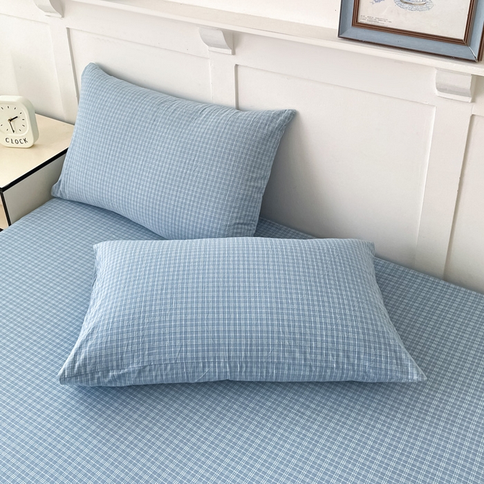 91家纺网 家纺一手货源 找家纺 2025新款全棉水洗棉套件-单床笠 春野兰