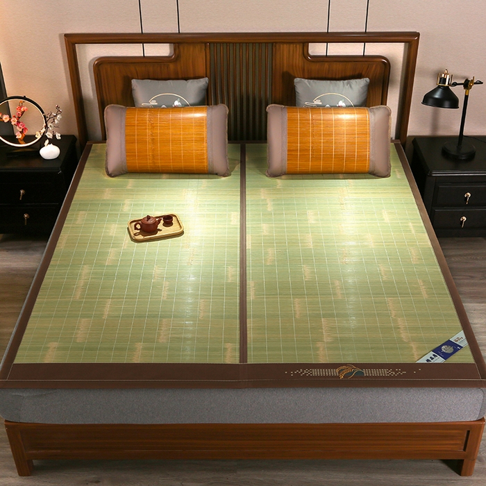 91家纺网 家纺一手货源 找家纺 鸣创 2025新款碳光竹席艾草驱蚊凉席草席藤席 清凉一夏