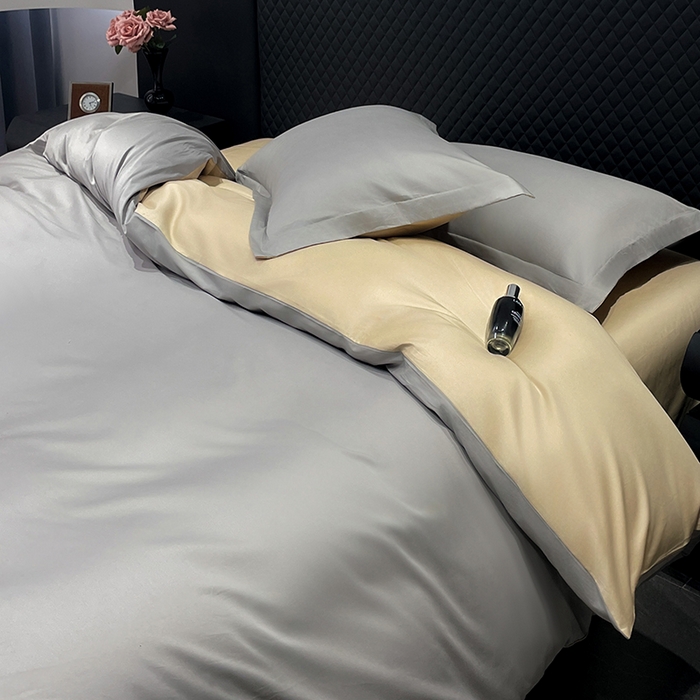 91家纺网 家纺一手货源 找家纺 皇寝世家家居 2025新款全棉纯棉A类100s长绒棉四件套刺绣绣花纯色贡缎床单款-诗雅 诗雅-星空灰