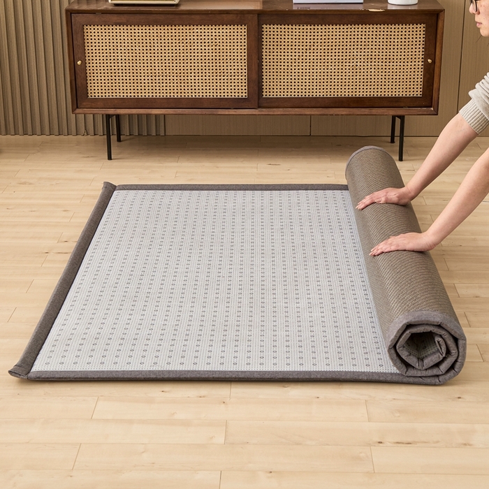 91家纺网 家纺一手货源 找家纺 绒艺席业 2025新款PE藤席地垫 灰色