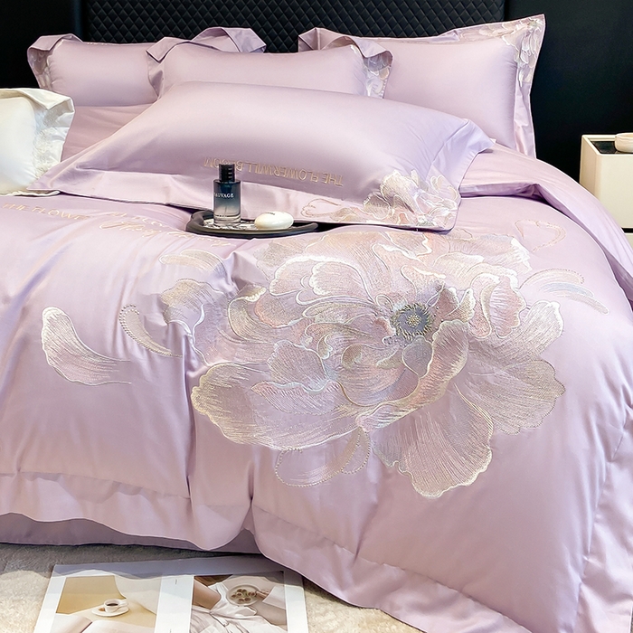 91家纺网 家纺一手货源 找家纺 星蕴家纺 2025新款100支澳棉正宗长绒棉四件套-绽放 绽放 优雅紫