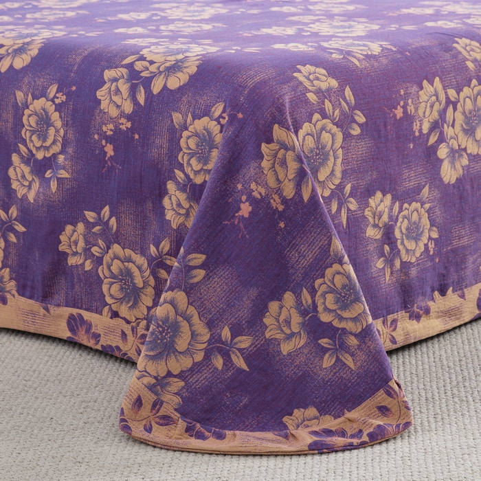 91家纺网 家纺一手货源 找家纺 2025新款全棉色织双层纱纽扣款四件套 云纱-紫罗兰