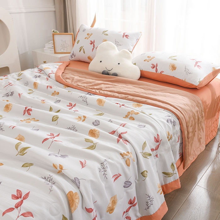 91家纺网 家纺一手货源 找家纺 红日子纺织品 2025新款棉麻夏被四件套 金风玉露