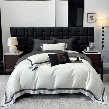 91家纺网 家纺一手货源 找家纺 （总）若未家居 LOVEWE HOUSE 2025新款天丝提花套件撞色轻奢风四件套-天丝布拉格