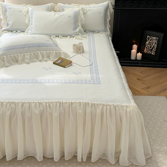 91家纺网 家纺一手货源 找家纺 2025新款蝴蝶小姐冰岛赋能凉席三件套 蝴蝶小姐-蓝