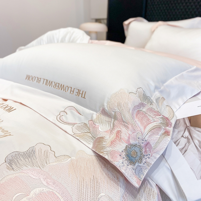 91家纺网 家纺一手货源 找家纺 （总）星蕴家纺 2025新款100支澳棉正宗长绒棉四件套-绽放