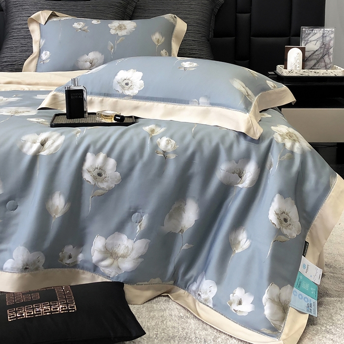 91家纺网 家纺一手货源 找家纺 若未家居 LOVEWE HOUSE 2025新款兰精天丝印花夏被及夏被四件套 蒲公英之恋（床单款+床盖款）