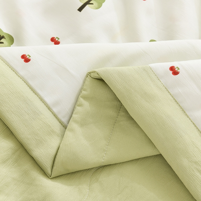 91家纺网 家纺一手货源 找家纺 红日子纺织品 2025新款棉麻夏被四件套 清新森林