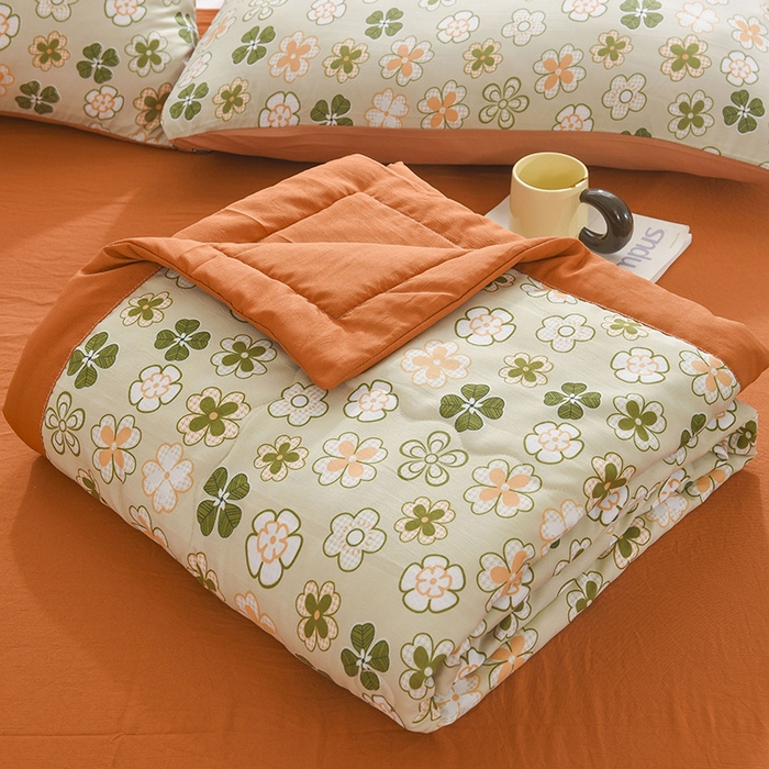 91家纺网 家纺一手货源 找家纺 红日子纺织品 2025新款棉麻夏被四件套 格桑