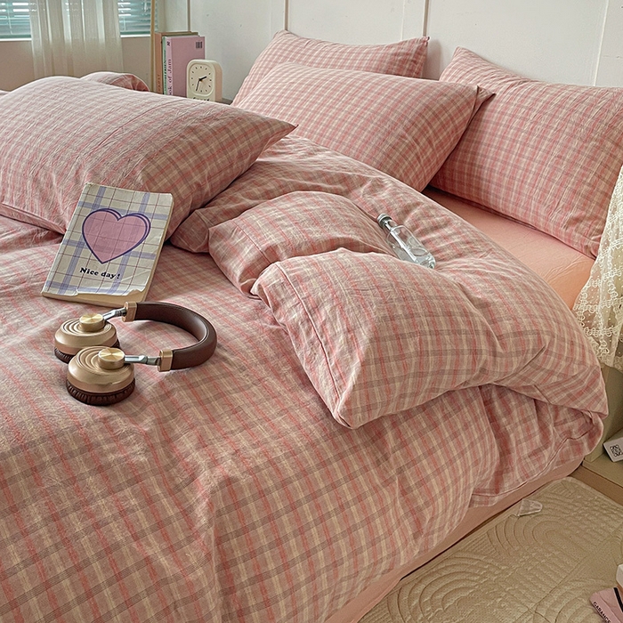 91家纺网 家纺一手货源 找家纺 大柏树 2025新款全棉水洗棉套件-床单四件套 日落红