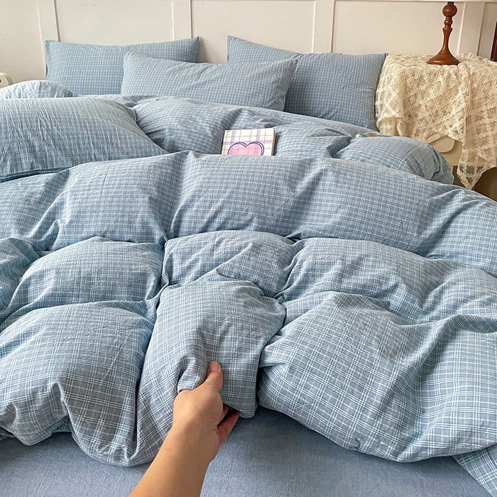 91家纺网 家纺一手货源 找家纺 大柏树 2025新款全棉水洗棉套件-床单四件套 春野兰