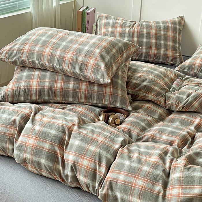 91家纺网 家纺一手货源 找家纺 大柏树 2025新款全棉水洗棉套件-床单四件套 诺卡