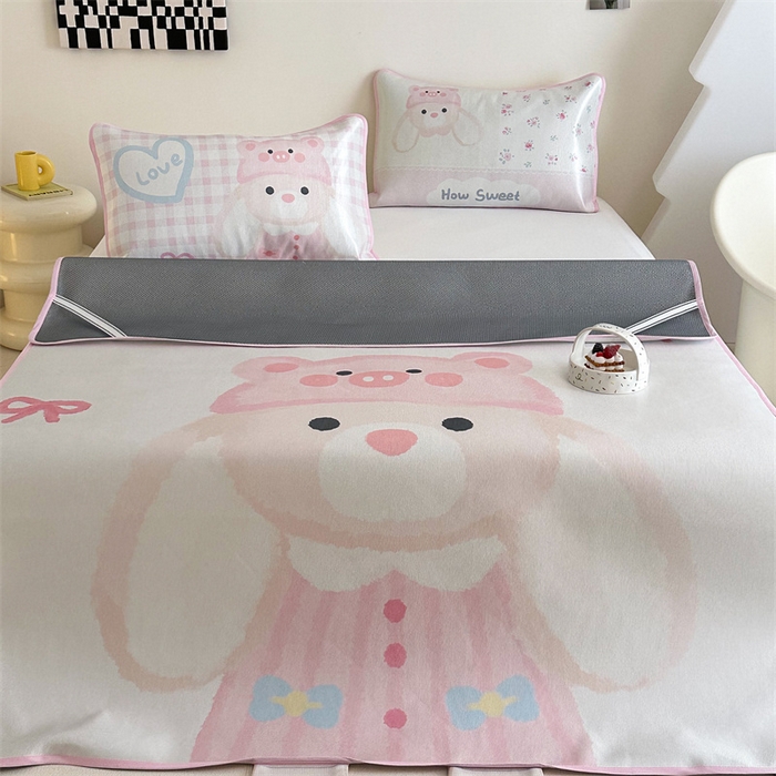 91家纺网 家纺一手货源 找家纺 美乐迪家纺 2025新款异形冰藤席 大耳兔