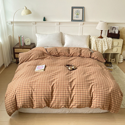 2025新款全棉水洗棉单被套 云岫粉咖