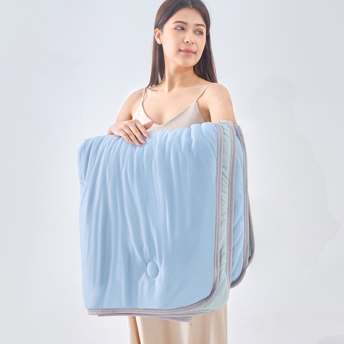 91家纺网 家纺一手货源 找家纺 丝薇雅 2025新款凉感丝夏被冰淇淋夏凉被 圆圈天蓝