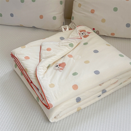 暖生活 2025新款牛奶针织小清新大豆夏被 多彩小狗