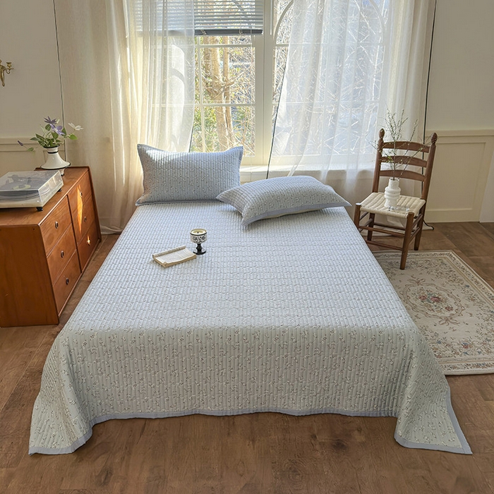 91家纺网 家纺一手货源 找家纺 美优兰 2025春夏新款双面天丝高温砂洗床盖 赫拉花园