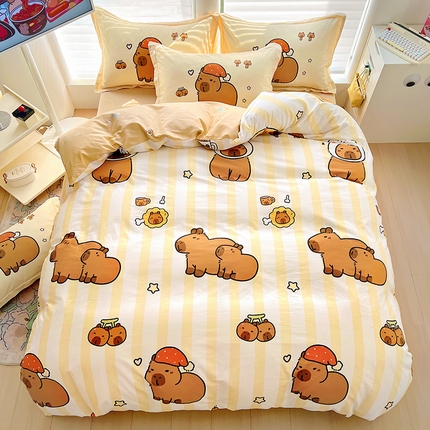 2025新款原创设计卡皮巴拉全棉四件套-有作品登记证书 条纹巴拉