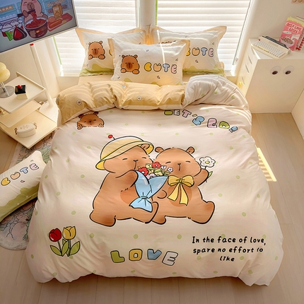 2025新款原创设计卡皮巴拉全棉四件套-有作品登记证书 波点巴拉