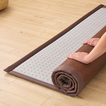 绒艺席业 2025新款PE藤席地垫 斜纹编织 咖