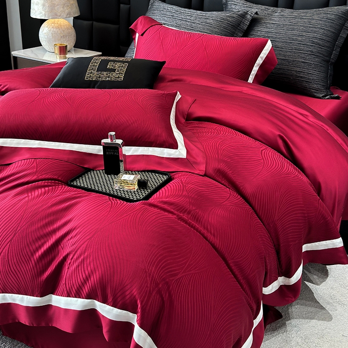 91家纺网 家纺一手货源 找家纺 （总）若未家居 LOVEWE HOUSE 2025新款天丝提花套件撞色轻奢风四件套-天丝布拉格