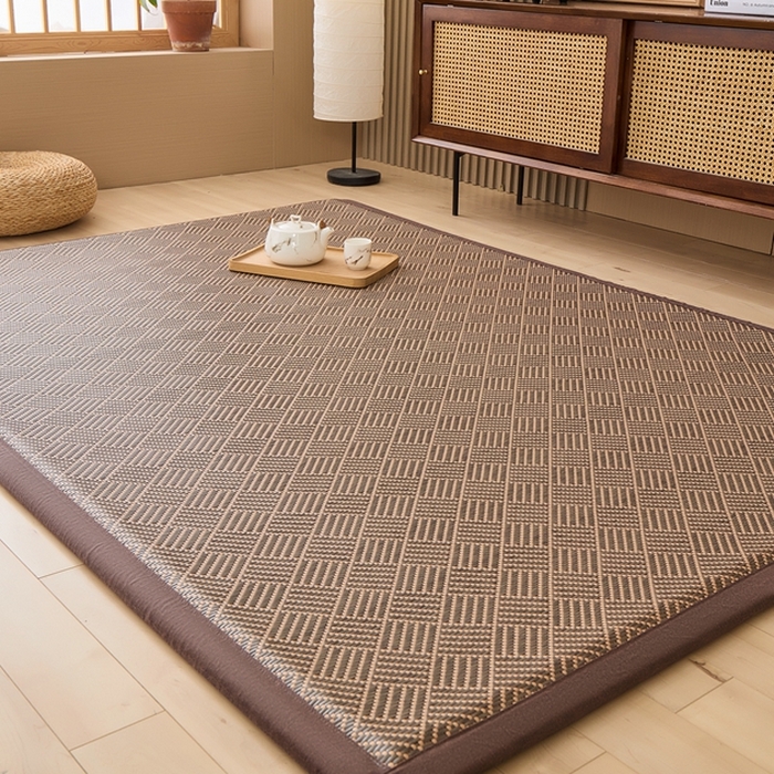 91家纺网 家纺一手货源 找家纺 绒艺席业 2025新款PE藤席地垫 饼干花 灰色