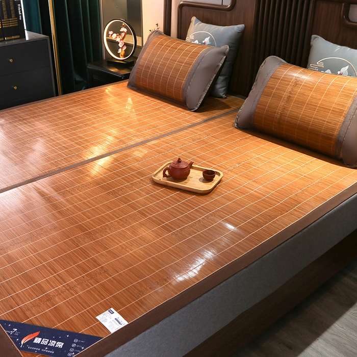 91家纺网 家纺一手货源 找家纺 鸣创 2025新款碳光竹席艾草驱蚊凉席草席藤席 金枝玉叶