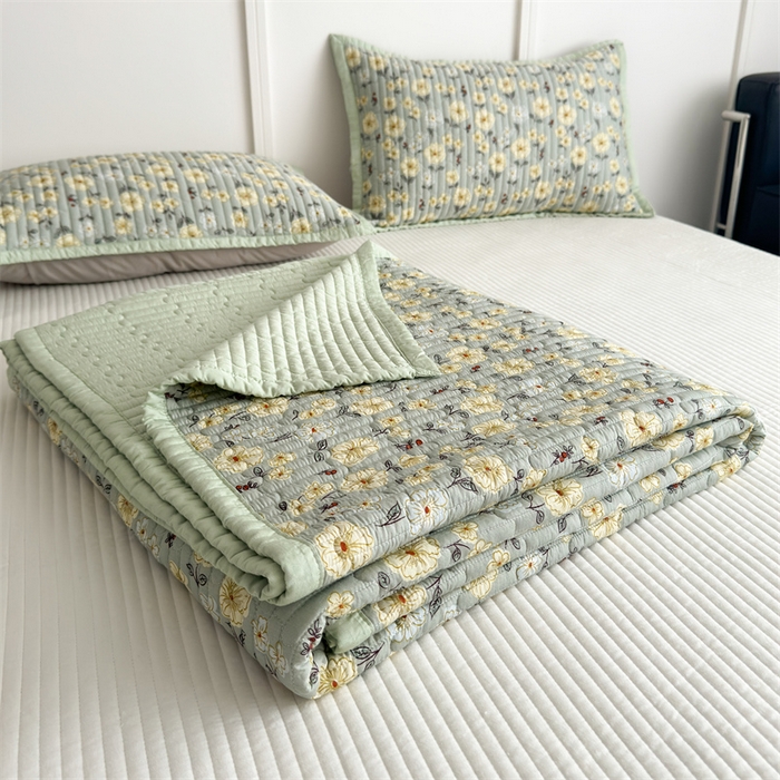 91家纺网 家纺一手货源 找家纺 美优兰 2025春夏新款双面天丝高温砂洗床盖 七里香